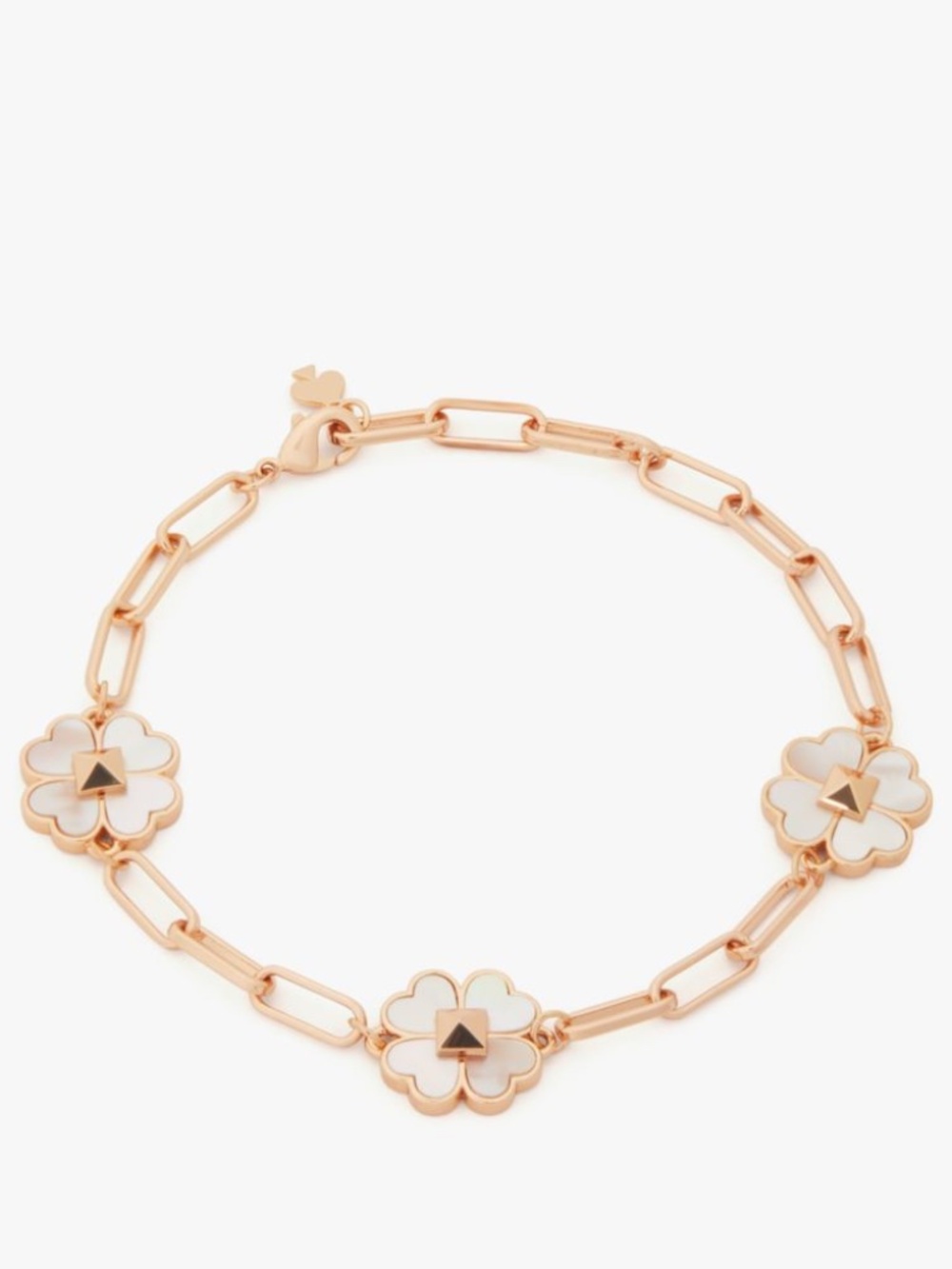 NWT Kate Spade Spades & Studs Chain Link Bracelet Rose Gold KE978 $129 - Picture 2 of 7